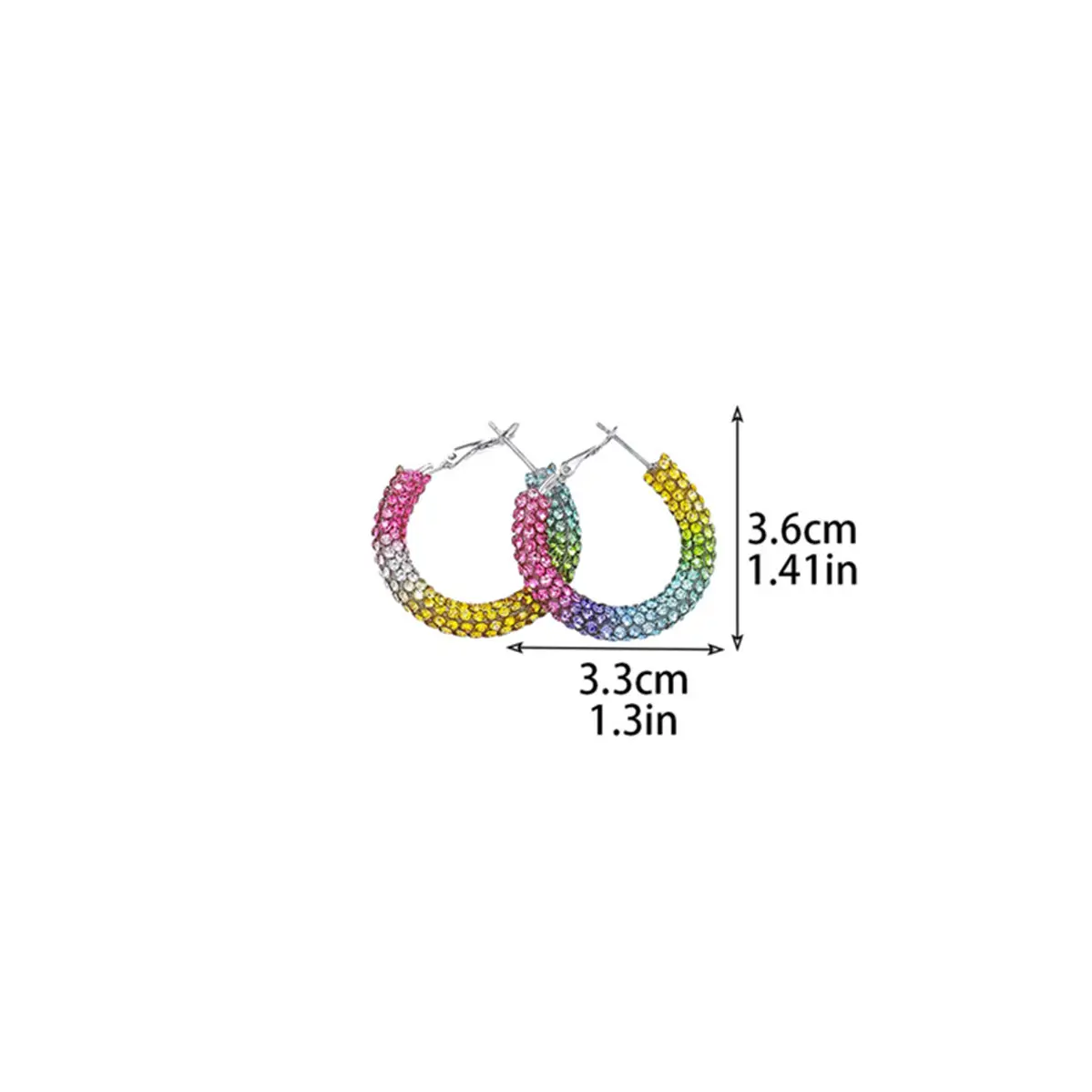 Double Row Exaggerated Diamond Hoop Earrings - Image 17