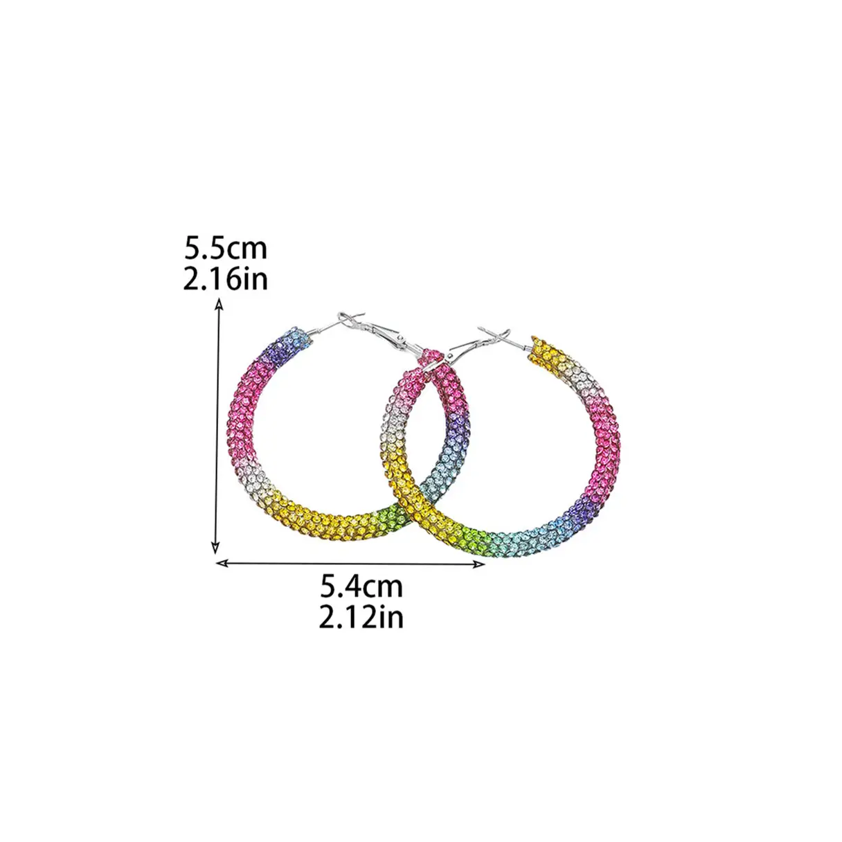 Double Row Exaggerated Diamond Hoop Earrings - Image 19