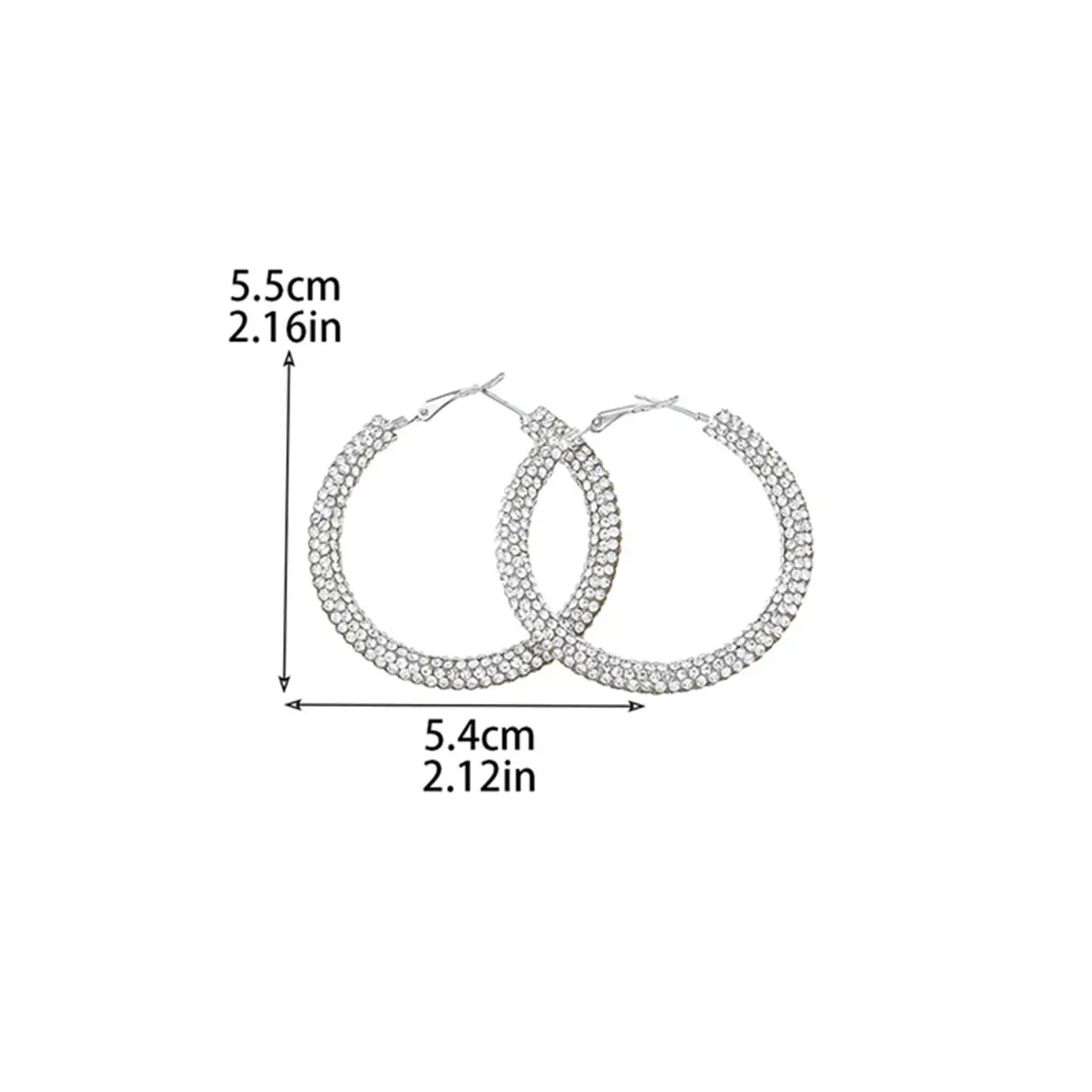 Double Row Exaggerated Diamond Hoop Earrings - Image 35