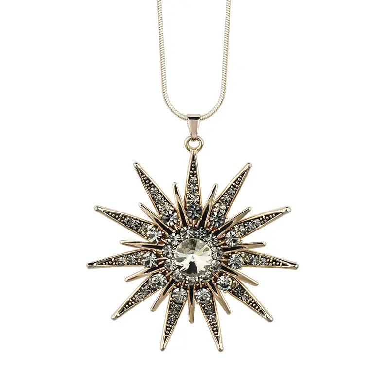 Korean Style Women Sunflower Crystal Pendant Necklace - Image 5