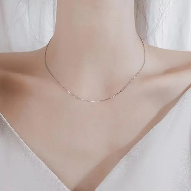 S999 Sterling Silver Pendant-Free Necklace for Women
