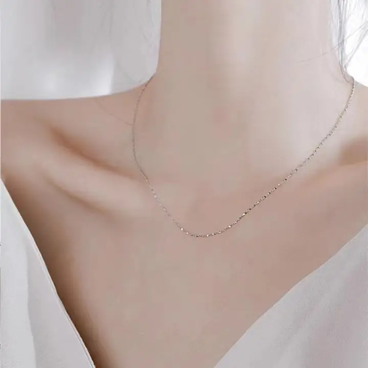 S999 Sterling Silver Pendant-Free Necklace for Women