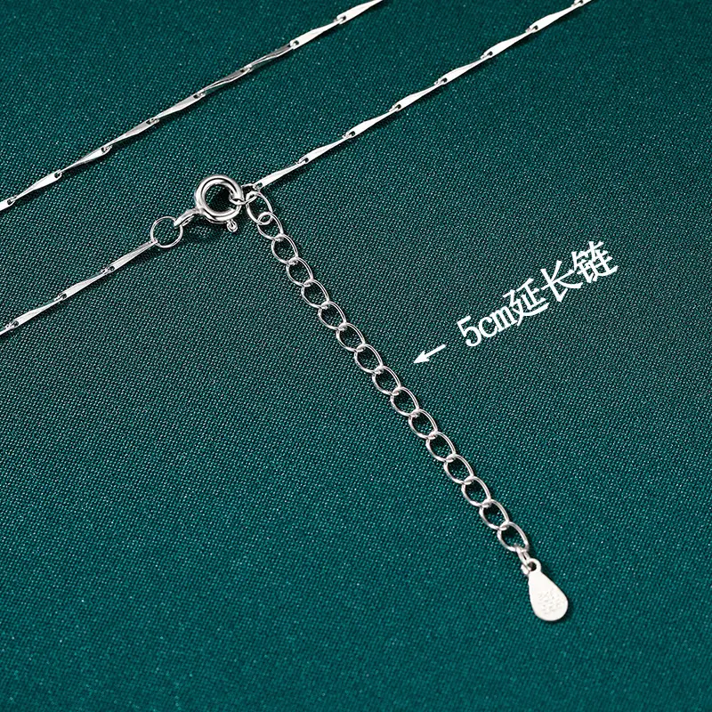 S999 Sterling Silver Pendant-Free Necklace for Women