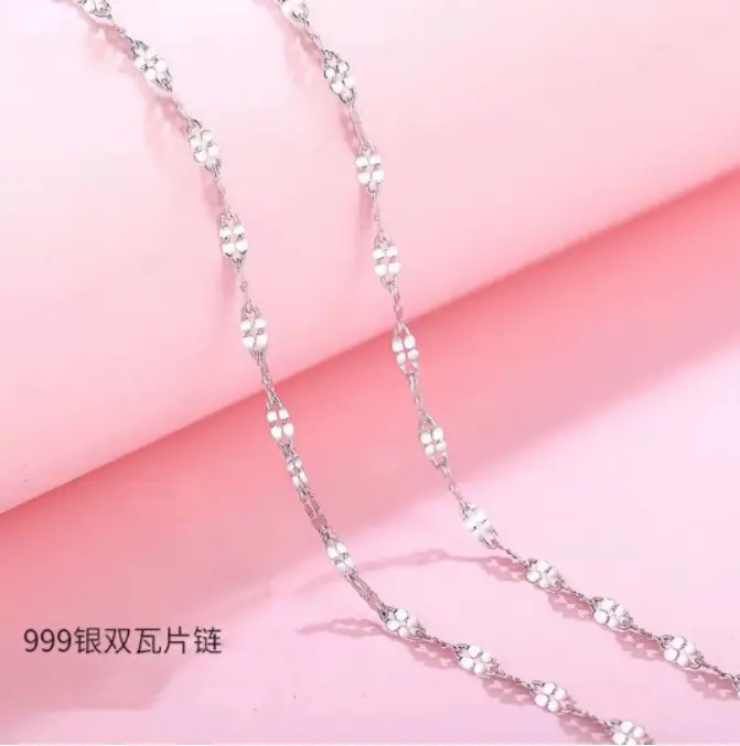 S999 Sterling Silver Pendant-Free Necklace for Women