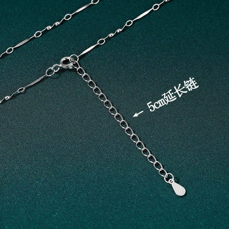 S999 Sterling Silver Pendant-Free Necklace for Women