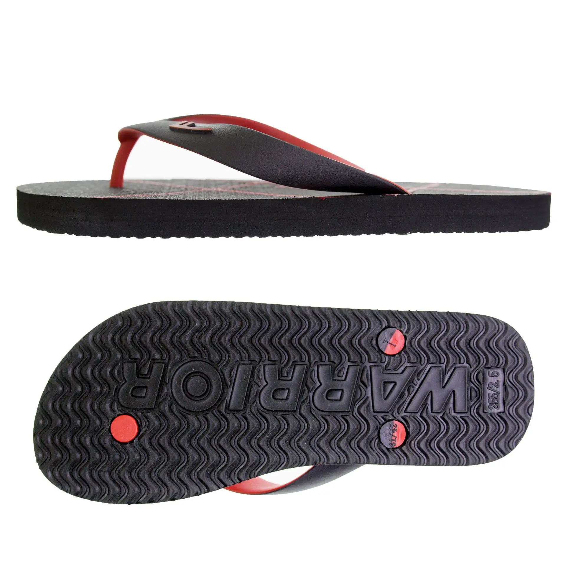 Men's Red Black Rubber Flip Flops Summer Non-Slip