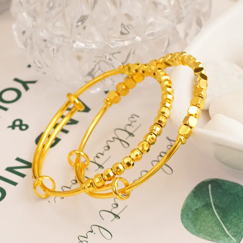 Vietnam Gold Push-Pull Beaded Bracelet for Women - Image 4