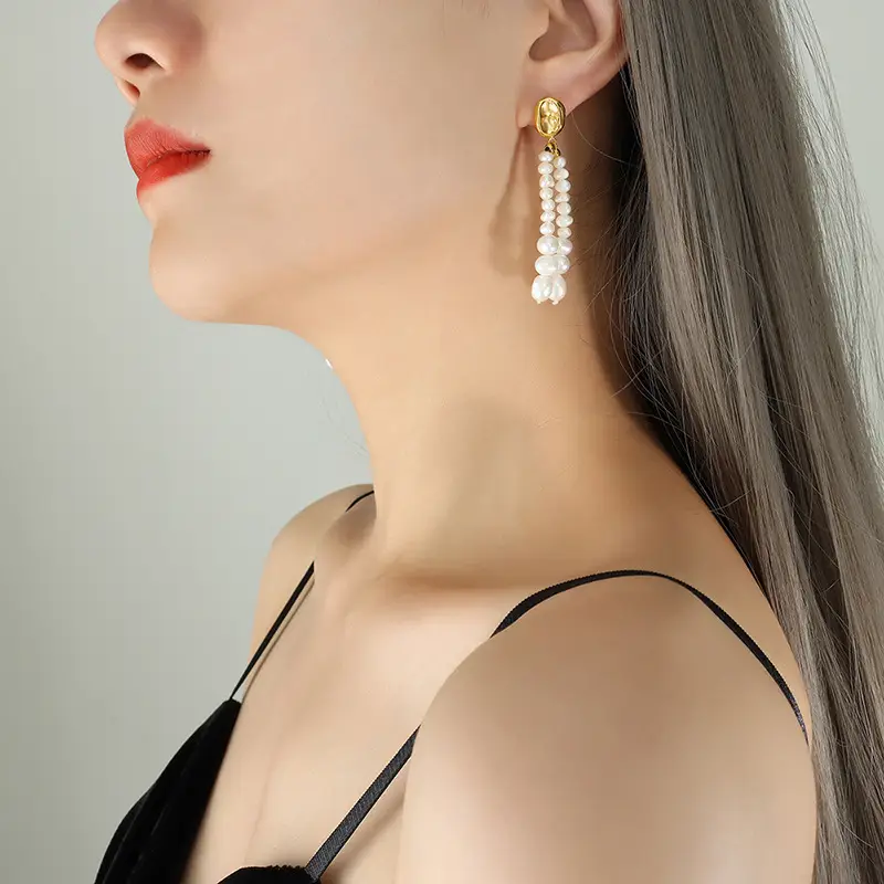 Oval Pearl Earrings for Women Wholesale Jewelry - Image 2
