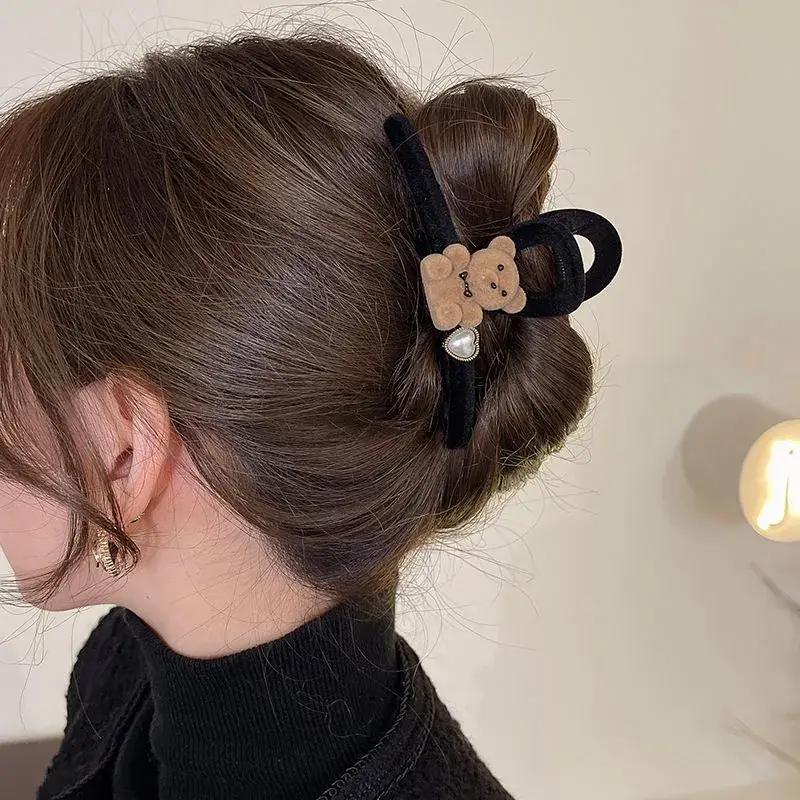 Bear Clip Hairpin for Women Fall Winter Large Grab