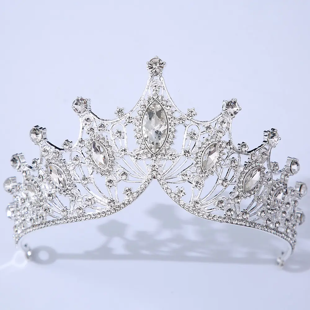Silver Bridal Crown with Rhinestones for Women - Image 2
