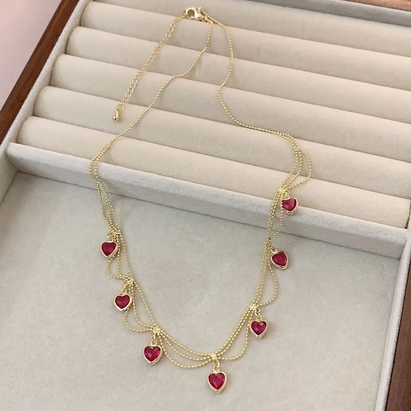 French Retro Green Crystal Zircon Clavicle Necklace - Image 6