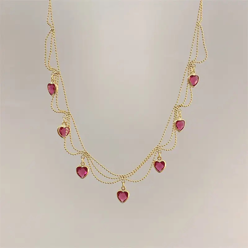 French Retro Green Crystal Zircon Clavicle Necklace - Image 2