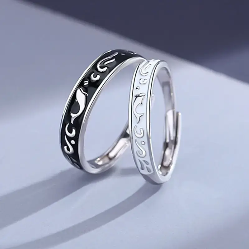 New Chi Yu Si Guyuan Couple Ring A Pair of Guofeng Glue Drop Fashion Niche Design Open Ring Ring Bracelet Jewelry - Image 4