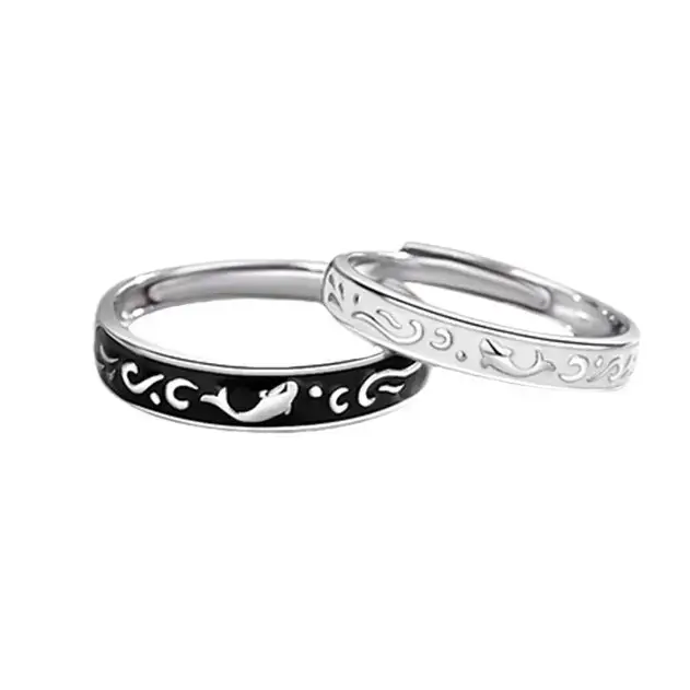 New Chi Yu Si Guyuan Couple Ring A Pair of Guofeng Glue Drop Fashion Niche Design Open Ring Ring Bracelet Jewelry - Image 7