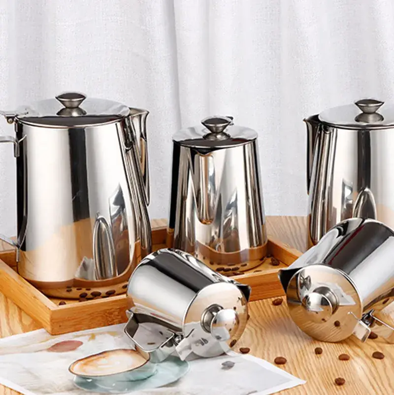 Stainless Steel Latte Art Cup with Lid - Image 7