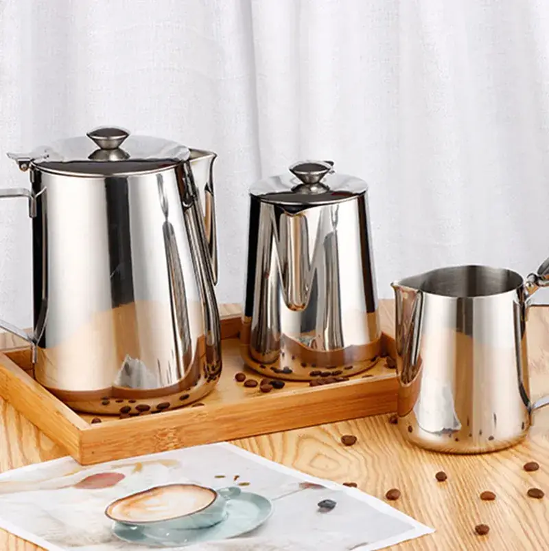 Stainless Steel Latte Art Cup with Lid - Image 8