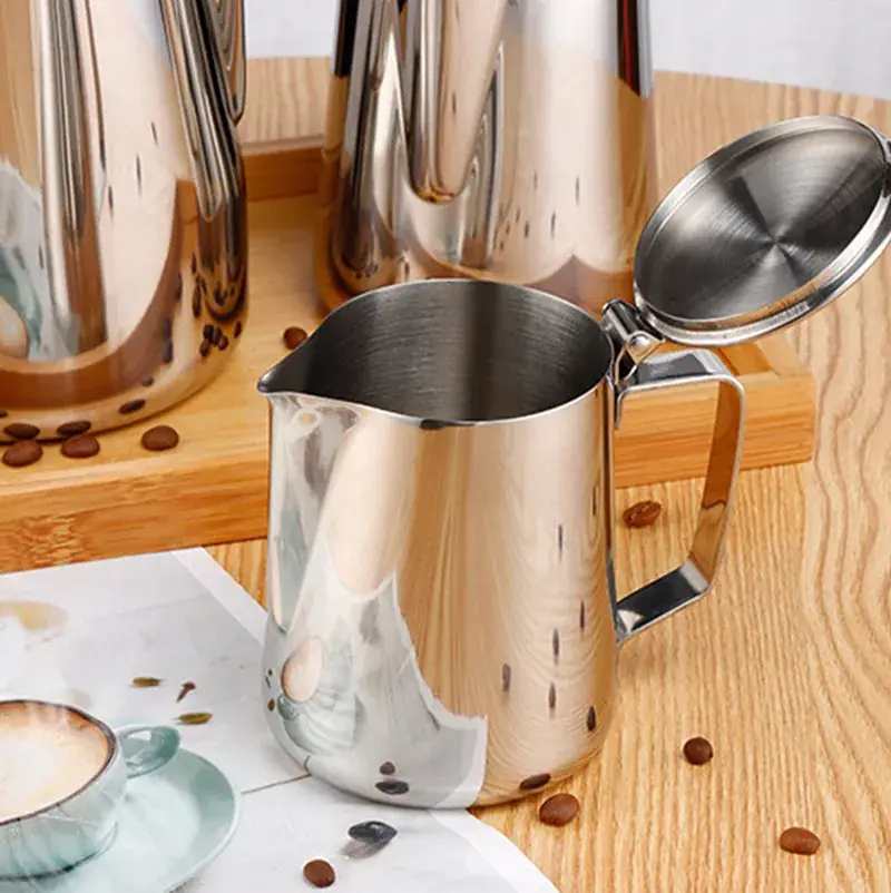 Stainless Steel Latte Art Cup with Lid - Image 9