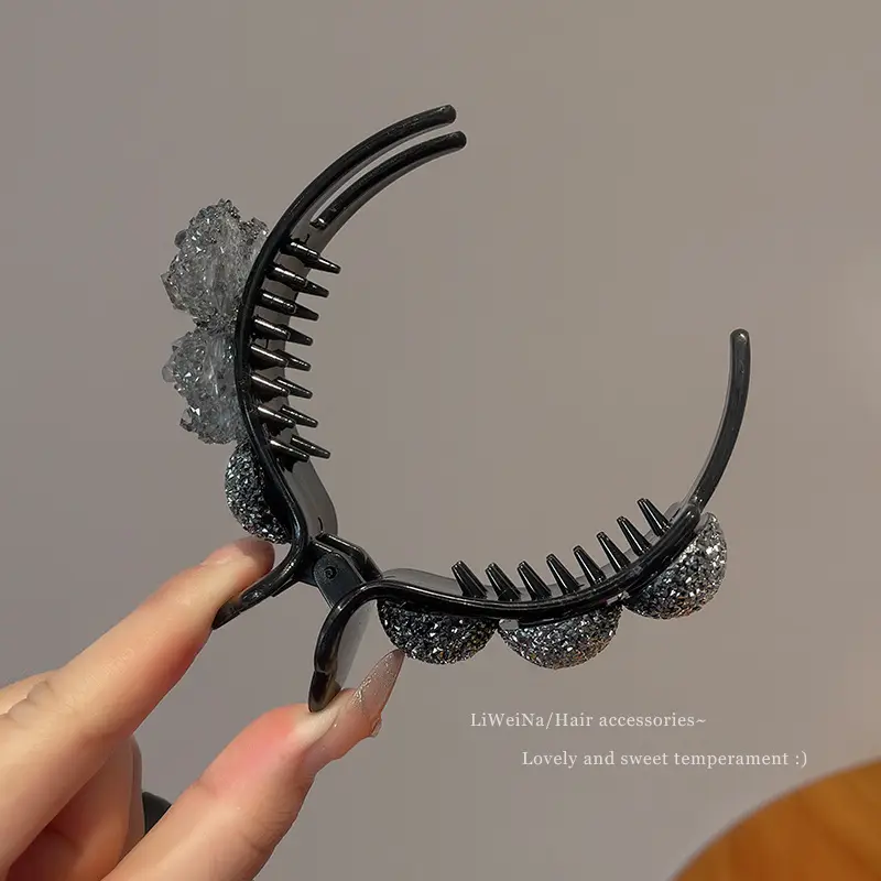 Korean Rhinestone Flower Hairpin Women's Clip Large - Image 7
