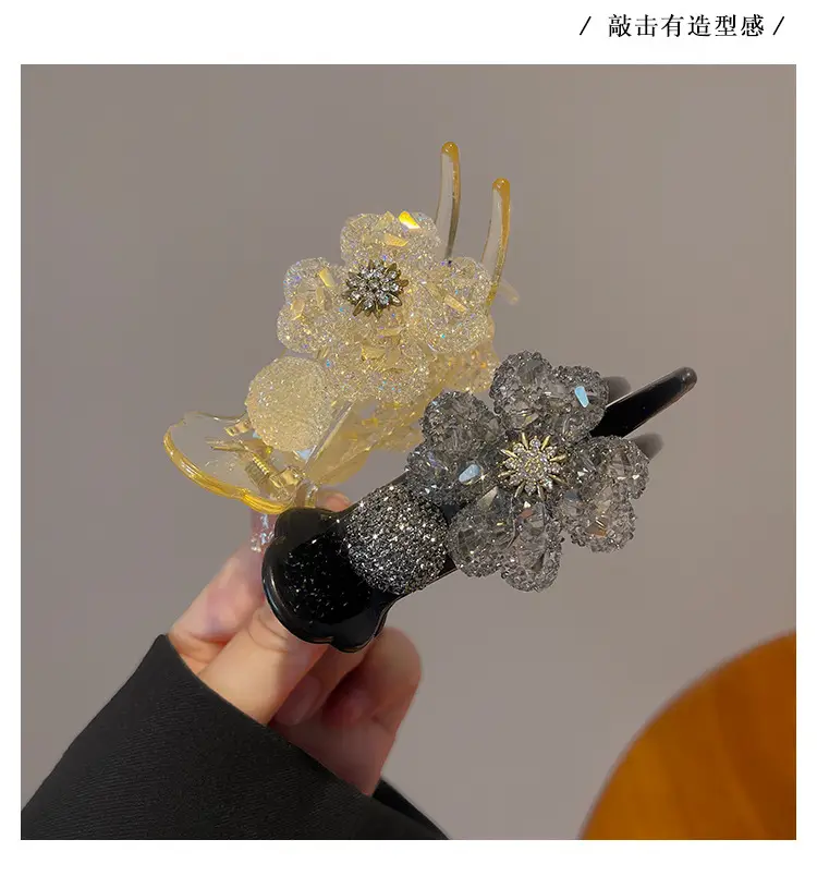 Korean Rhinestone Flower Hairpin Women's Clip Large — feature 10