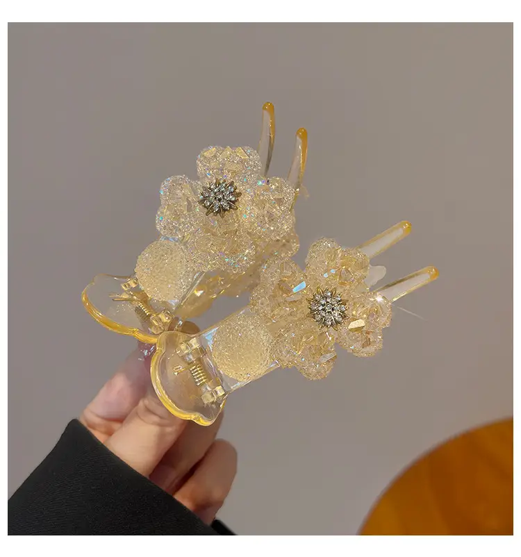 Korean Rhinestone Flower Hairpin Women's Clip Large — feature 11
