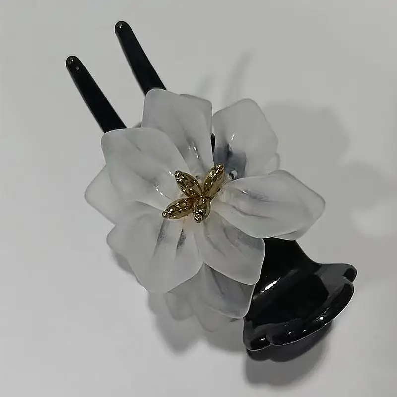 Korean Rhinestone Flower Hairpin Women's Clip Large - Image 3