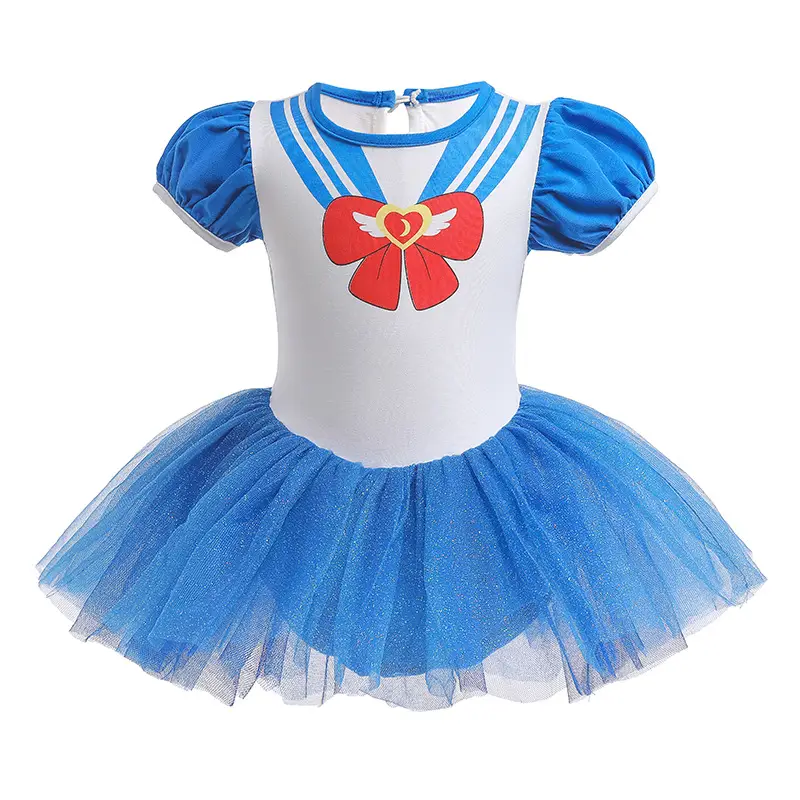 Baby Girl Blue Tulle Crawling Suit with Bow Headband - Image 13