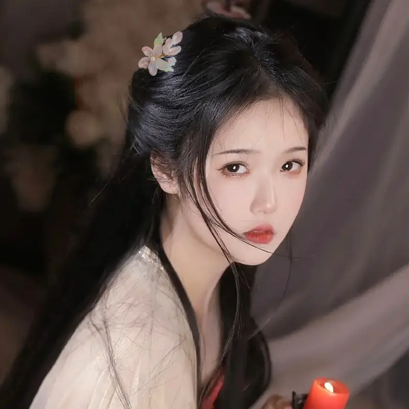 Purple Flower Hairpin for Girls Hanfu Style