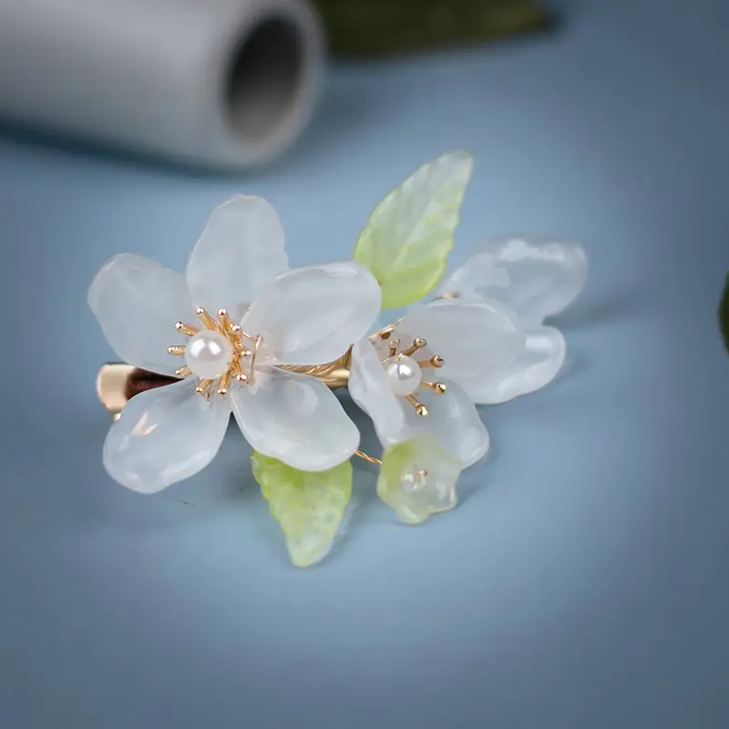 Purple Flower Hairpin for Girls Hanfu Style
