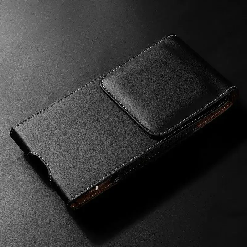Men's Black Leather Cross Waist Bag with Clip Closure - Image 3