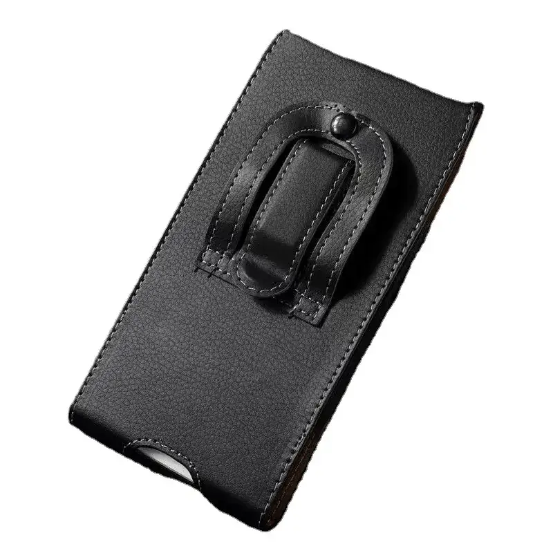 Men's Black Leather Cross Waist Bag with Clip Closure - Image 6