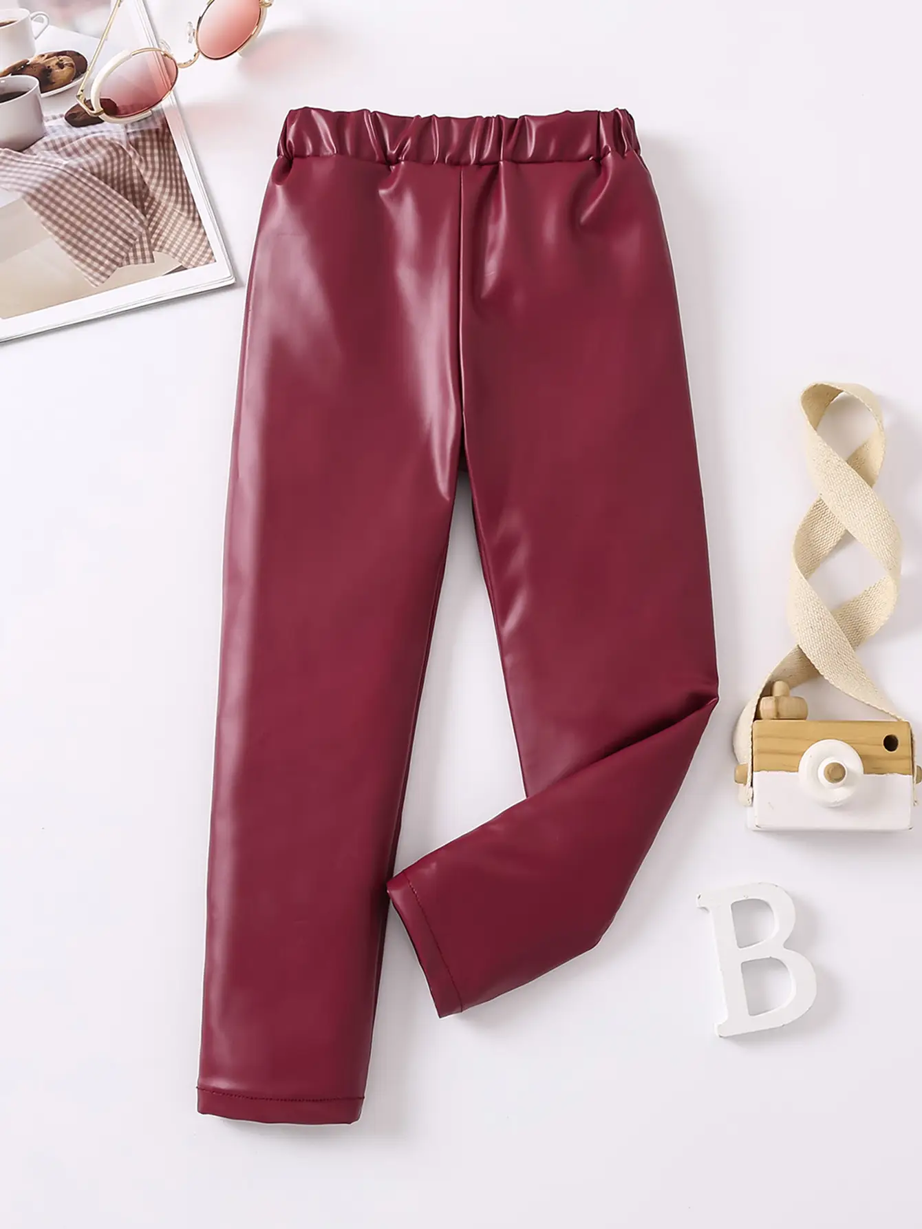 Women's Silver Leather Pants Tight Elastic Baby Leggings - Image 4