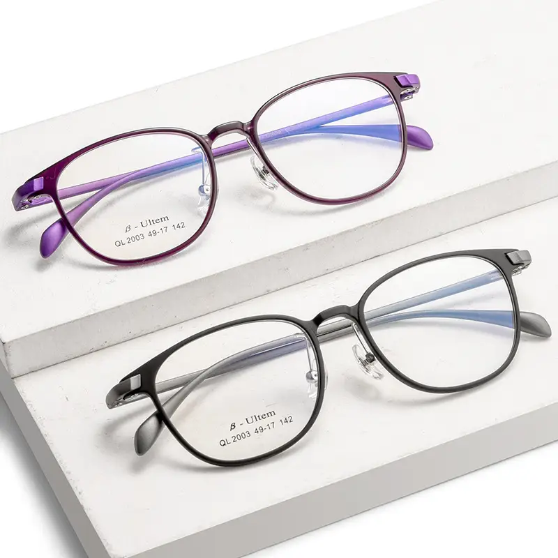 Women's Ultra Light Purple Round Glasses Steel Frame - Image 9