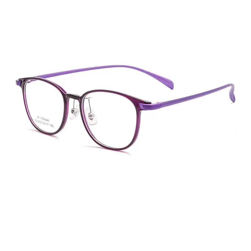 Women's Ultra Light Purple Round Glasses Steel Frame - Image 11