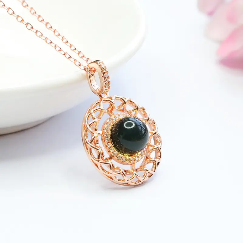Guan Yu Blue Amber Pendant Necklace Water Purifying Jewelry - Image 4