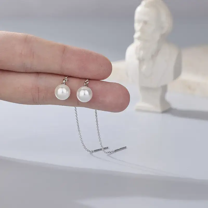 2022 Korean Style Pearl Earrings Gold Silver Tassel Design - Image 2