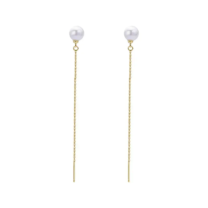 2022 Korean Style Pearl Earrings Gold Silver Tassel Design - Image 5