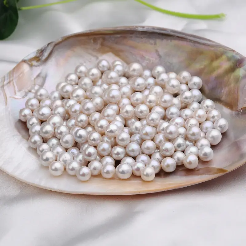 Zhuji AK Pearl Beads White Near Round Wholesale - Image 5
