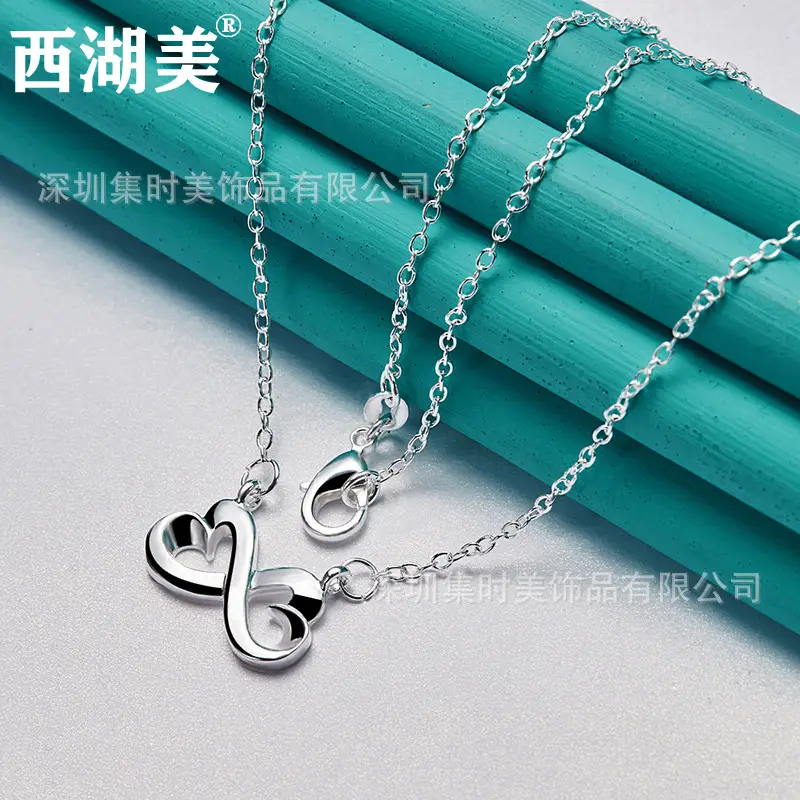 Silver Heart Pendant Necklace for Women - Image 3