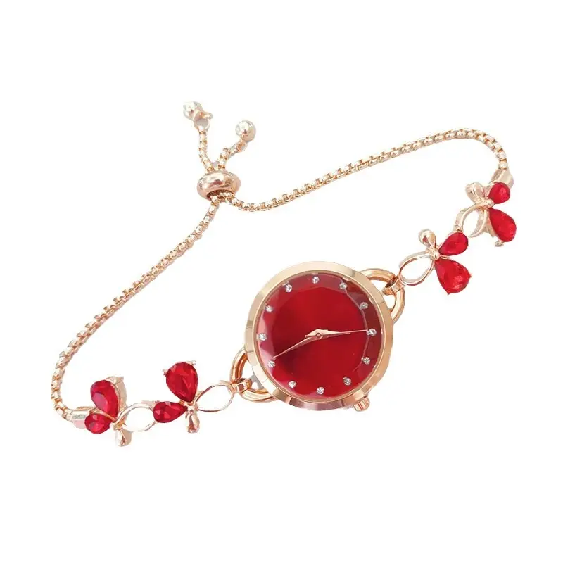 Women's Rose Gold Diamond Bow Watch with Adjustable Bracelet - Image 8