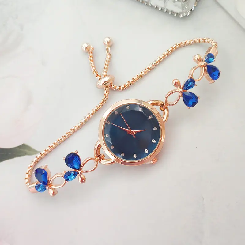 Women's Rose Gold Diamond Bow Watch with Adjustable Bracelet - Image 6