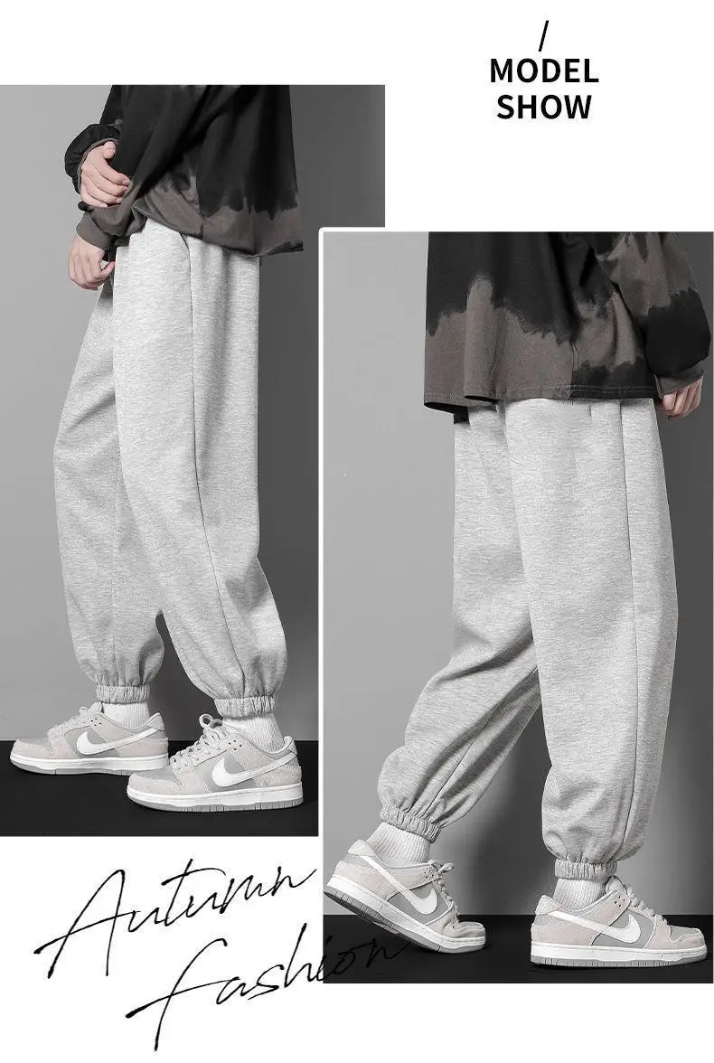 Men's Wide Leg Sweatpants Black Loose All Season — feature 11