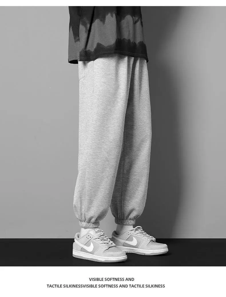 Men's Wide Leg Sweatpants Black Loose All Season — feature 13