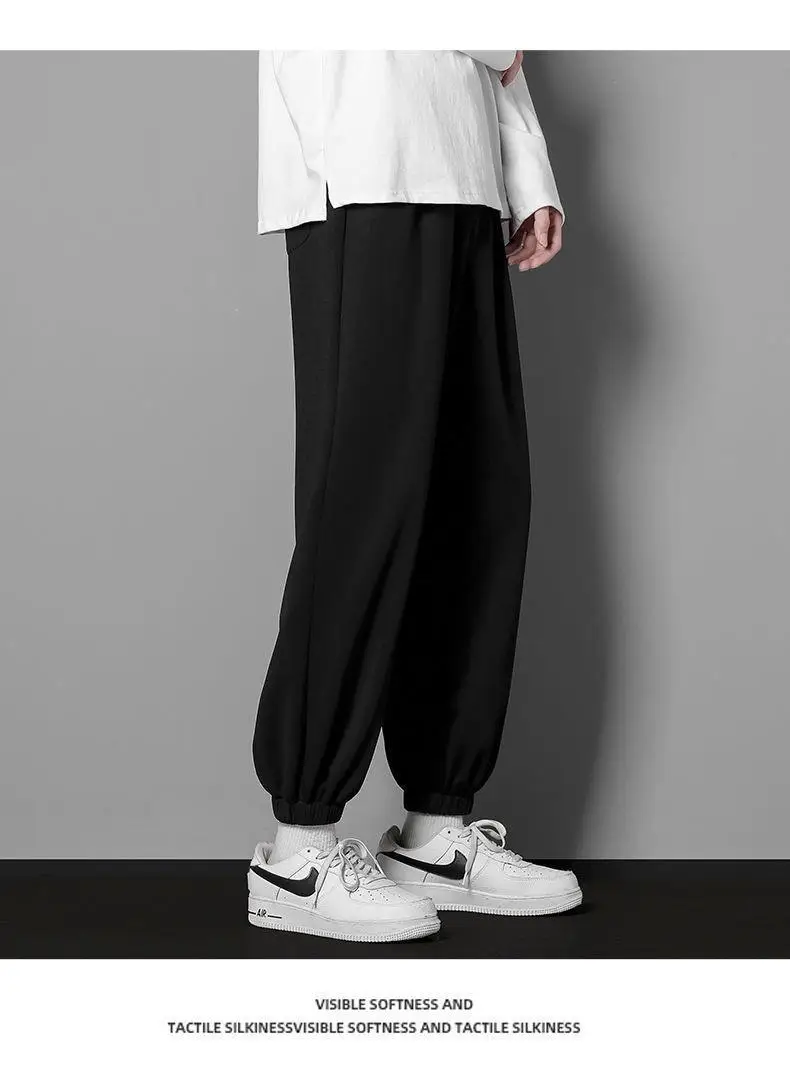Men's Wide Leg Sweatpants Black Loose All Season — feature 9