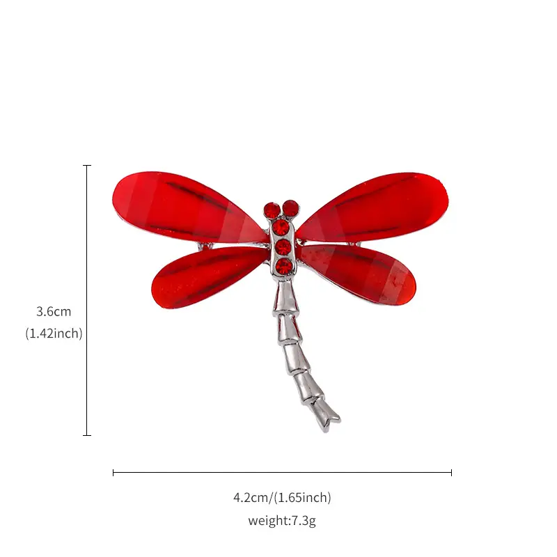 Red Dragonfly Brooch for Women - Image 6
