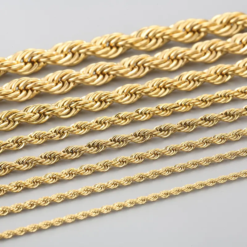 Gold Plated Twist Rope Necklace for Men Women 10g - Image 34