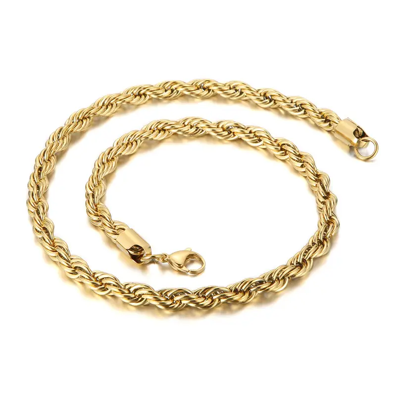 Gold Plated Twist Rope Necklace for Men Women 10g - Image 35