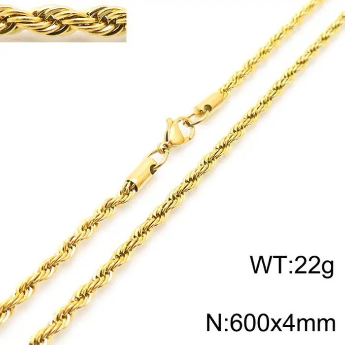 Gold Plated Twist Rope Necklace for Men Women 10g - Image 9
