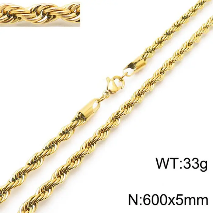 Gold Plated Twist Rope Necklace for Men Women 10g - Image 12