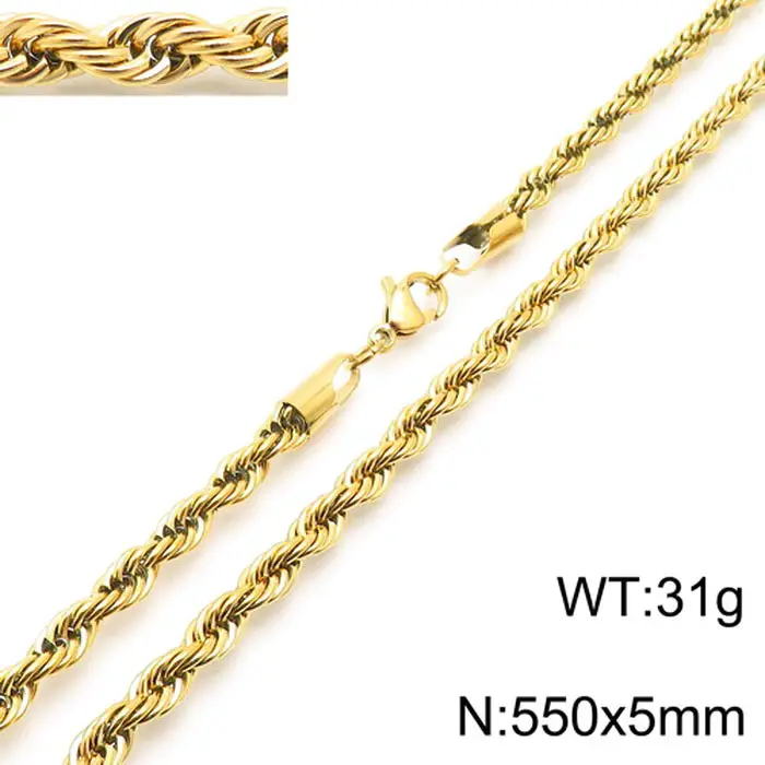 Gold Plated Twist Rope Necklace for Men Women 10g - Image 13