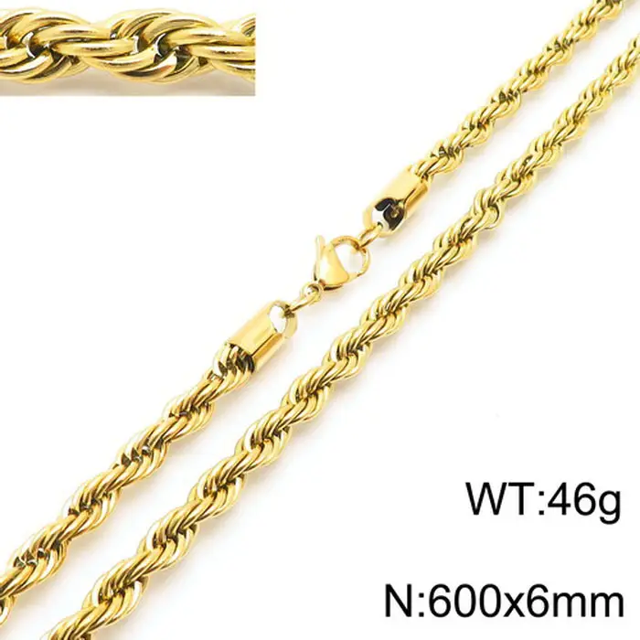 Gold Plated Twist Rope Necklace for Men Women 10g - Image 14